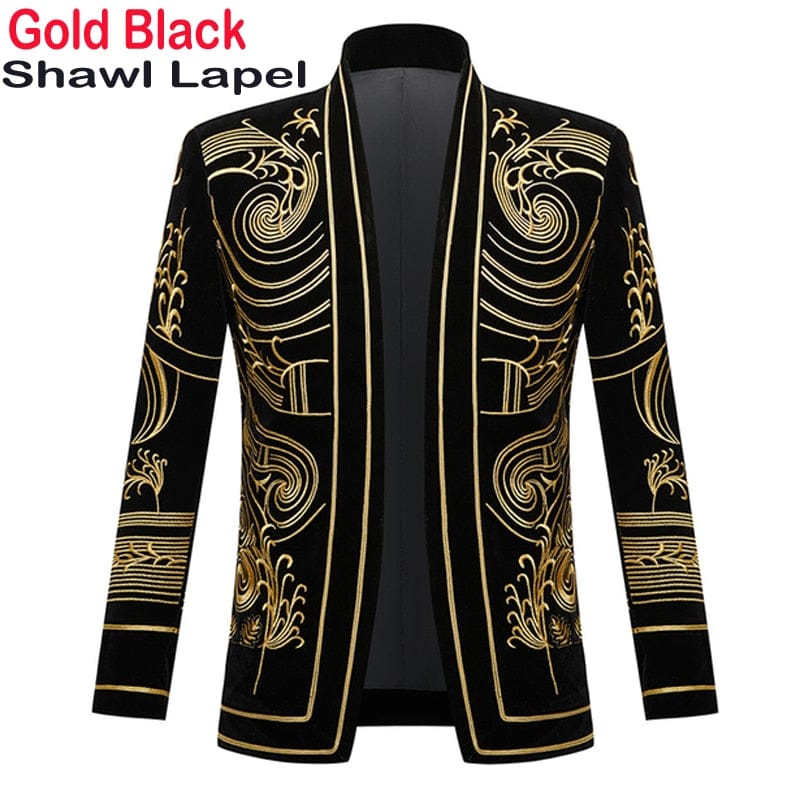 Luxury African Embroidery Cardigan Blazer Jacket Men Shawl Lapel Slim Fit Striped Suit Jacktes Male Party Prom Wedding Costumes