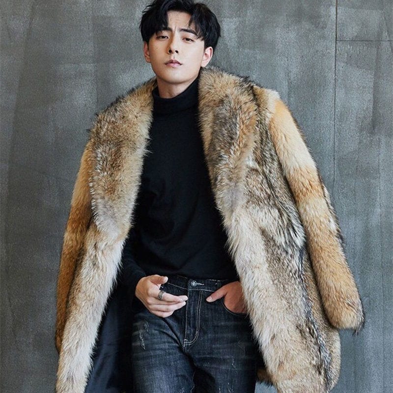 2021 High-end Direct Sales Men&#39;s Medium and Long Wolf Fur Coat Fur Coat Mink Fur Coat Men