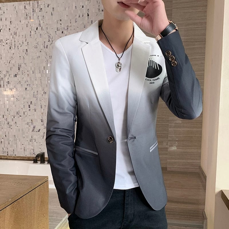 Blazer Fot Men 2022 Spring New Male Gradient Suit Jacket Masculino Korean Style Slim Fit Casual Men Fashion Trend Dress Jacket