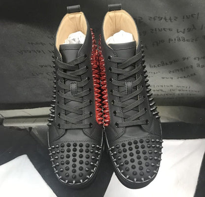 Luxury shoes, men's shoes, leather shoes, red-soled shoes, high-top men's shoes, casual shoes, printed shoes, black shoes