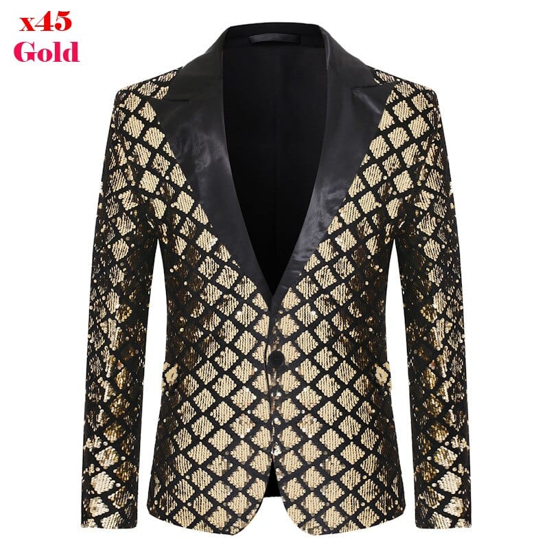 Silver Sequin Plaid Blazer Jacket Men 2019 Fashion Slim FIt One Button Dress Suit Blazer Male Party Wedding Stage Costume Homme