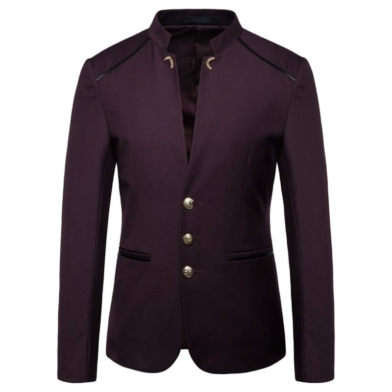 2022 Spring New Men&#39;s Fashion Button Decorative Blazer Coat Chinese Style Slim Fit Stand Collar Solid Color Suit Jacket