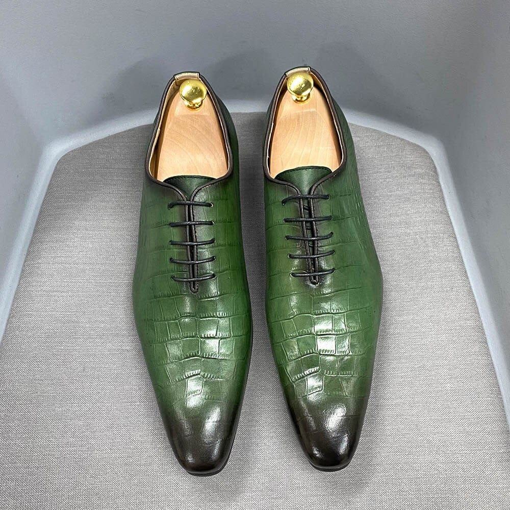 Moda italiană pantofi oxford eleganți pentru bărbați din piele de vacă autentică, crocodil, cu șireturi, pantofi de nuntă formali, pantofi de rochie cu vârf ascuțit