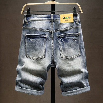 Summer New Men's Stretch Short Jeans Fashion Casual Slim Fit High Quality Elastic Denim Shorts Male Brand Clothes