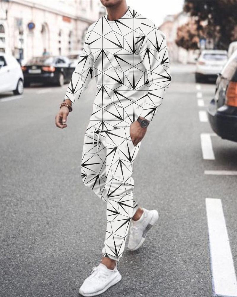 Men' s 3D SET Printed Long Sleeve Suit Men' s Sportswear Long Sleeve Men's