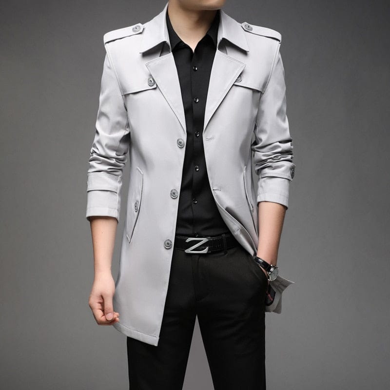 New Spring Men Trench Fashion England Style Long Trench Coats Mens Casual Outerwear Jackets Windbreaker Brand Mens Clothing 2022