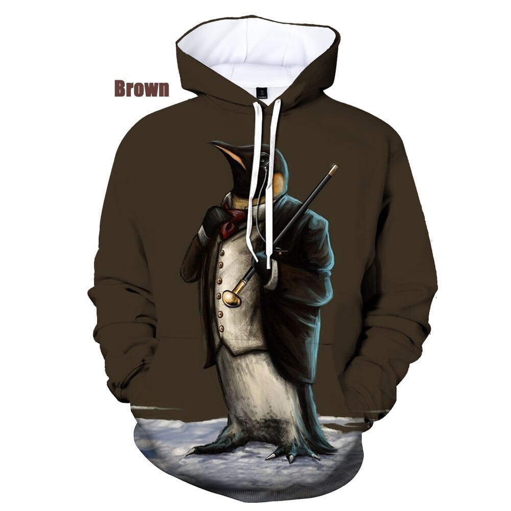 2022 Women Men New Fashion 3D Print Casual Hoodies Cute Penguin Print Pullover Sweatshirt Hoodie Size XS-5XL