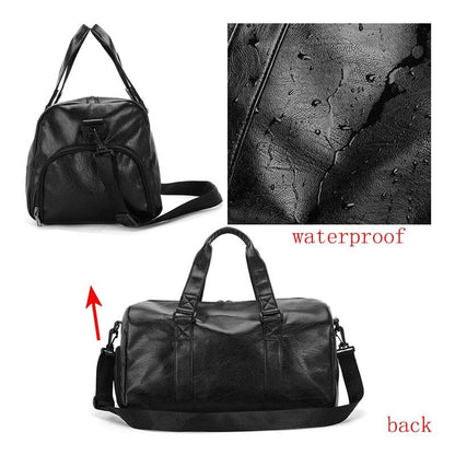 Unisex Leather Luggage Bag With Shoes Travel Clothes Storage Bags Zipp