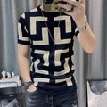 3 Color Short Sleeve Knitting T-Shirt Men Slim Streetwear Color Contrast T Shirt Men Tee Shirt Homme Social Club Outfits Tshirt