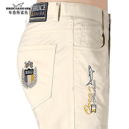 New Men's Pants Summer Casual Fashions Loose Straight Men's Trousers 97%cotton stretch Fabric big Size Bruce&amp;Shark