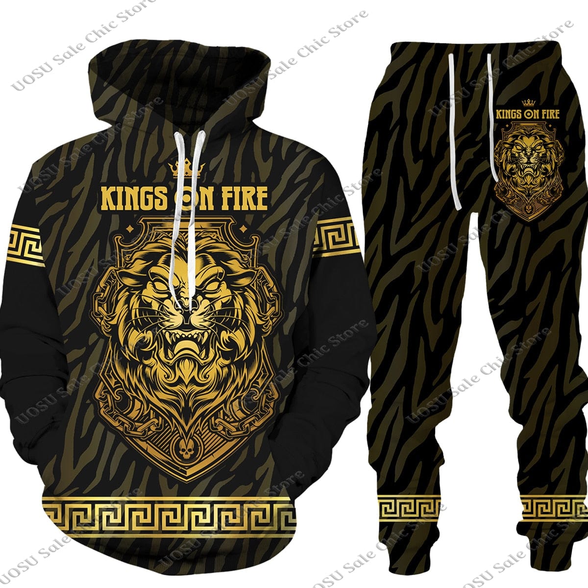 Men Women Golden Pattern Head Printed Hoodie/Trousers/Suit Graphic Oversize Hoodie Pants Tracksuit Mens Clothes Chandal