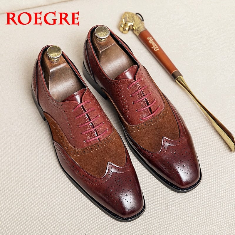 High Quality Men&#39;s Dress Leather Shoes Lace up Casual Shoes Men Dress Shoes Brogue Shoes Vintage Classic Business Wedding Shoes