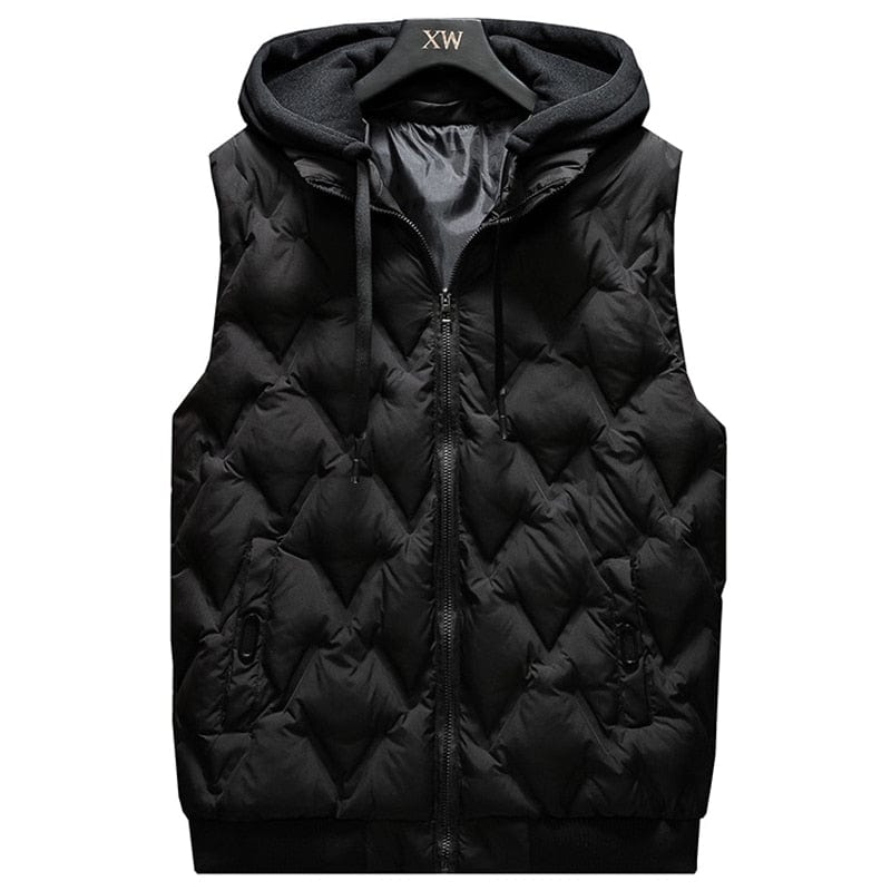 Fashion Men&#39;s Vest Jacket Hooded Autumn Winter Warm Sleeveless Jacket Men Casual Black Vest Thicken Plus Size Waistcoat L-5XL