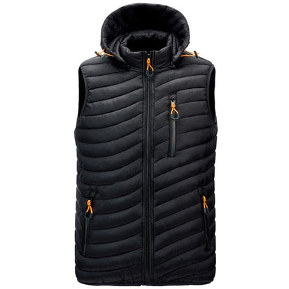 New Removable Hat Men's Waistcoat Simple Solid Color Warm Mens Jackets and Coats Winter Fashion Comfortable Men Vests