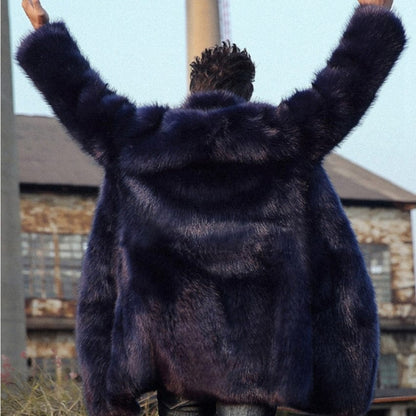 Men's Winter Coats Wool Jackets Long Winter Jacket Fur Parka Men Plus Size The New Faux Fur Fur Coat Korean Style Thick Trench