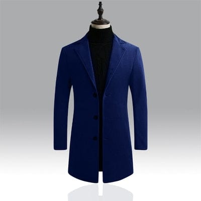 New Men's Casual Long Windbreaker Jacket / Male Solid Color Single Breasted Trench Coat Jacket
