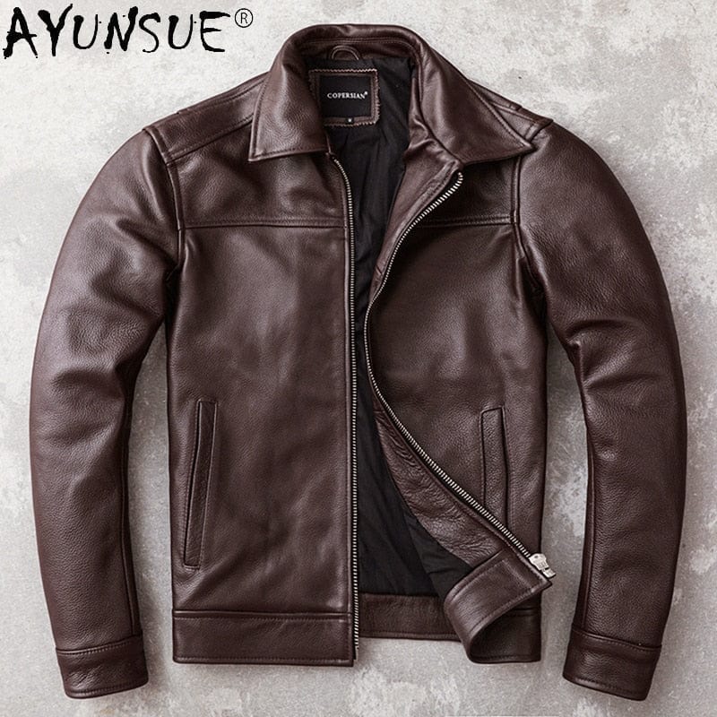 AYUNSUE Men&#39;s Real Cowhide jackets Genuine Leather Jacket Men Clothing Autumn Coat Mens Clothes jaqueta couro legítimo masculino