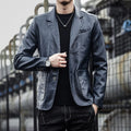 High Quality5XL Men's Fashion Business Elegant Solid Color Teen Leather Jacket Casual Slim Gentleman Italian Style Formal Blazer