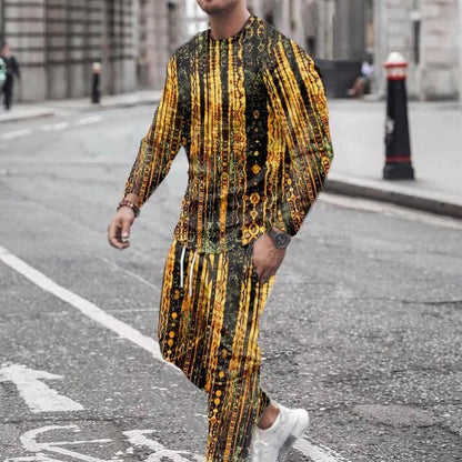 Men' s 3D SET Printed Long Sleeve Suit Men' s Sportswear Long Sleeve Men's