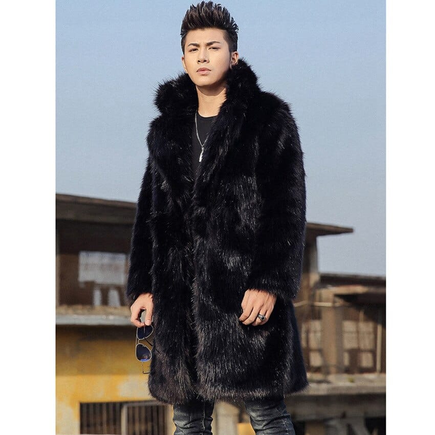 Men's Winter Coats Wool Jackets Long Winter Jacket Fur Parka Men Plus Size The New Faux Fur Fur Coat Korean Style Thick Trench
