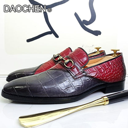 LUXURY BRAND MEN LEATHER SHOES MIXED COLORS SUMMER HORSEBIT LOAFERS MEN DRESS SHOES SLIP ON WEDDING OFFICE MEN'S CASUAL SHOES