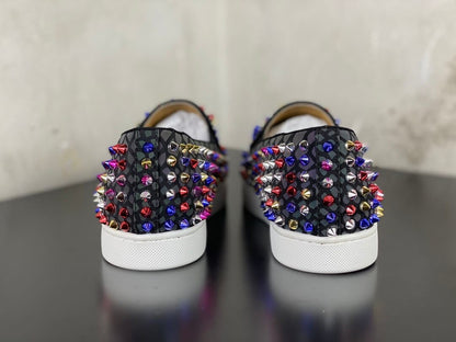Designer Shoes Luxury Men's Shoes, Red Bottom Shoes Leather Low Top Rivet Men's Shoes Casual Shoes Couple Shoes Casual Sneakers