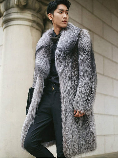 PFHQ  Men's Loose Trendy Imitation Mink Hair Coat New Fashion Faux Fur Fox Long Big Size Male Clothes Free Shipping 21Q4429