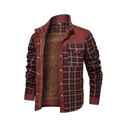 Fannel Shirt Style Jacket Autumn Winter Men's Warm Cotton Outwear Fleece Thick Daily Leisure Multiple Pockets Coat