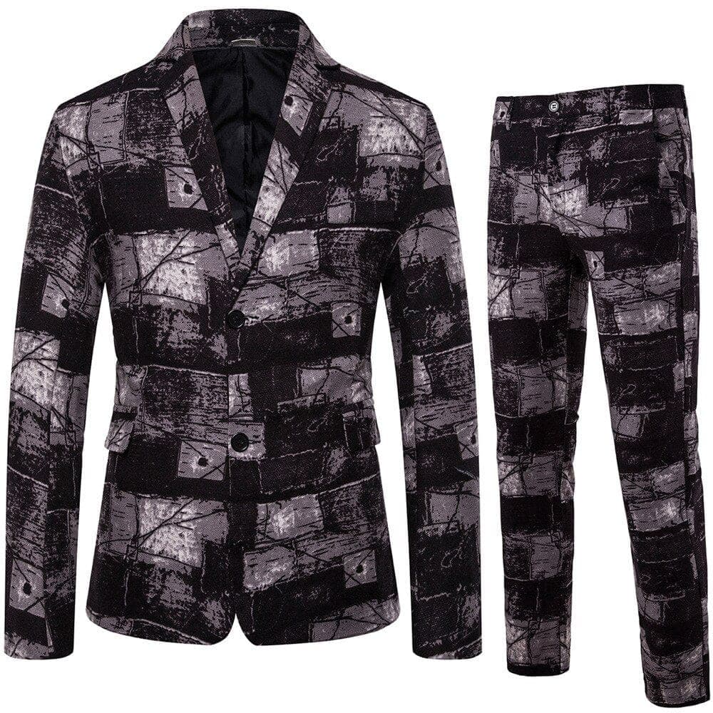New Men's Fashion Suit Two-piece Casual Blazers 3D Floral Print Fashion Men Blazer Mens Suits with Pants Party Stage Bar