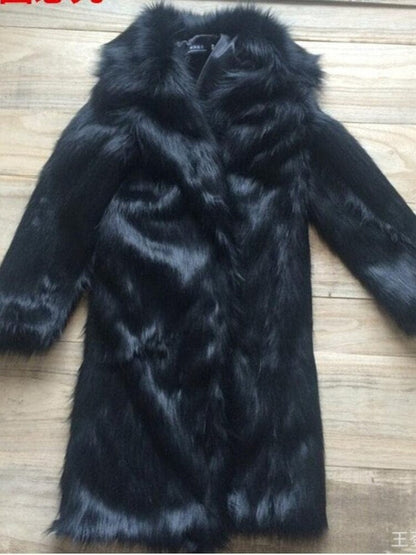 Autumn and Winter Men's Faux Fur Large Lapel Fur Long Men's Faux Fur Jacket fashion thicken Men's Overcoat Mens Clothing