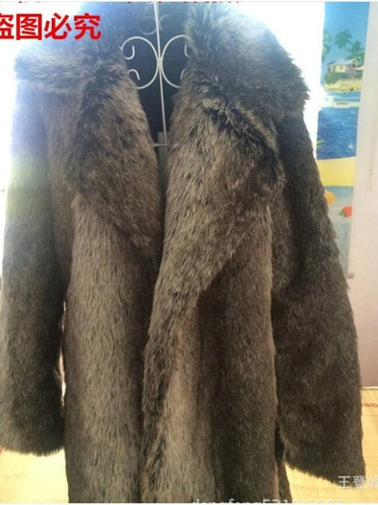 Autumn and Winter Men's Faux Fur Large Lapel Fur Long Men's Faux Fur Jacket fashion thicken Men's Overcoat Mens Clothing