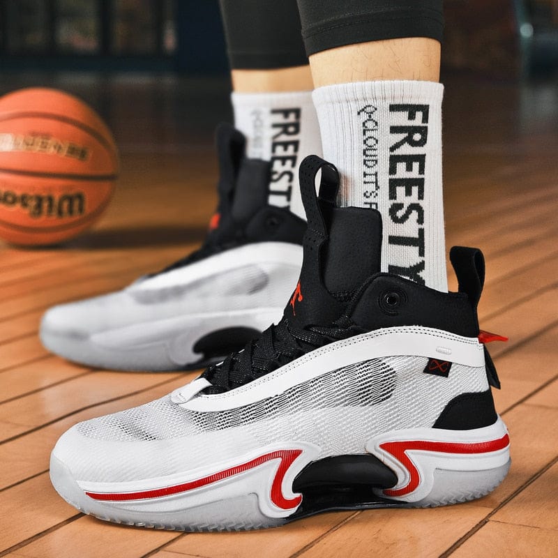 Summer high-top basketball shoes wear-resistant non-slip basketball sneakers high-elastic contrast color lace-up basket sneakers