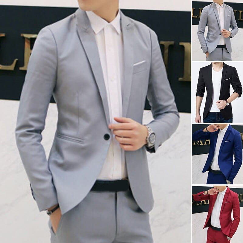 2022 Fashion Men Blazer Coat Slim Suit Formal One Button Black Casual Business Daily Jackets M-3XL Men Suit Jackets