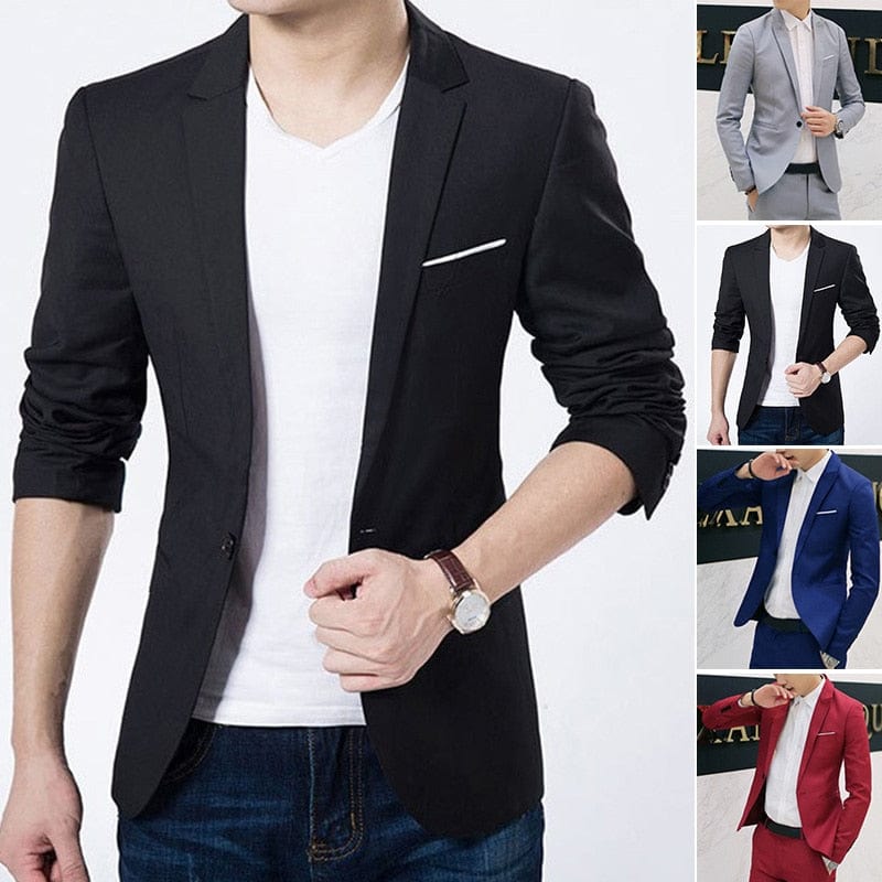 2022 Fashion Men Blazer Coat Slim Suit Formal One Button Black Casual Business Daily Jackets M-3XL Men Suit Jackets