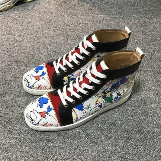 Luxury Shoes Red Bottom Shoes High Top Men and Women Couples Trend Leather Winter Fashion Casual Sneakers