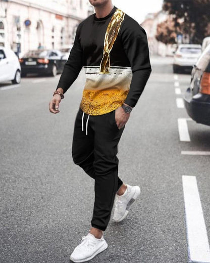 Men' s 3D SET Printed Long Sleeve Suit Men' s Sportswear Long Sleeve Men's