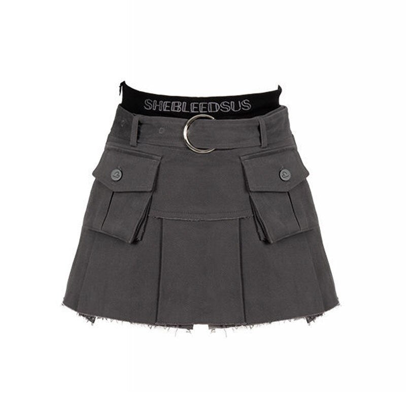 Miniskirt Female Splicing Retro Sexy Pleated All-match Street Personality Hot Girl Summer Denim Quality Skirt Above Knee Mini