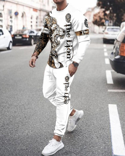 Men' s 3D SET Printed Long Sleeve Suit Men' s Sportswear Long Sleeve Men's