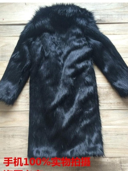 Autumn and Winter Men's Faux Fur Large Lapel Fur Long Men's Faux Fur Jacket fashion thicken Men's Overcoat Mens Clothing