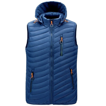 New Removable Hat Men's Waistcoat Simple Solid Color Warm Mens Jackets and Coats Winter Fashion Comfortable Men Vests