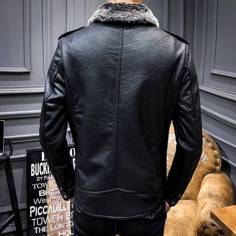Men Jacket Winter Faux Fur Coat Casual Motor PU Leather Male Spring Autumn Solid Color Vintage Pele Overcoat Leather Jacket