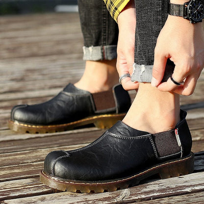 Men's Big-head Leather Shoes Fashion Genuine Leather Casual Shoes Top Quality Dress Oxford Shoes Men Flats Work Shoes Size 38-47