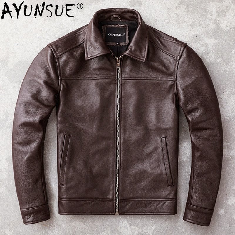 AYUNSUE Men&#39;s Real Cowhide jackets Genuine Leather Jacket Men Clothing Autumn Coat Mens Clothes jaqueta couro legítimo masculino