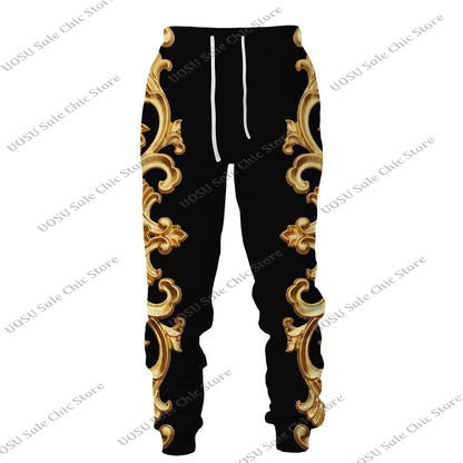 Men Women Golden Pattern Head Printed Hoodie/Trousers/Suit Graphic Oversize Hoodie Pants Tracksuit Mens Clothes Chandal