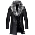 PFHQ  Winter New Shearling Leather Elegant Long Coat Men's Fox Hair Collar Imitation Fur Design Luxury Trendy Thermal Jacket