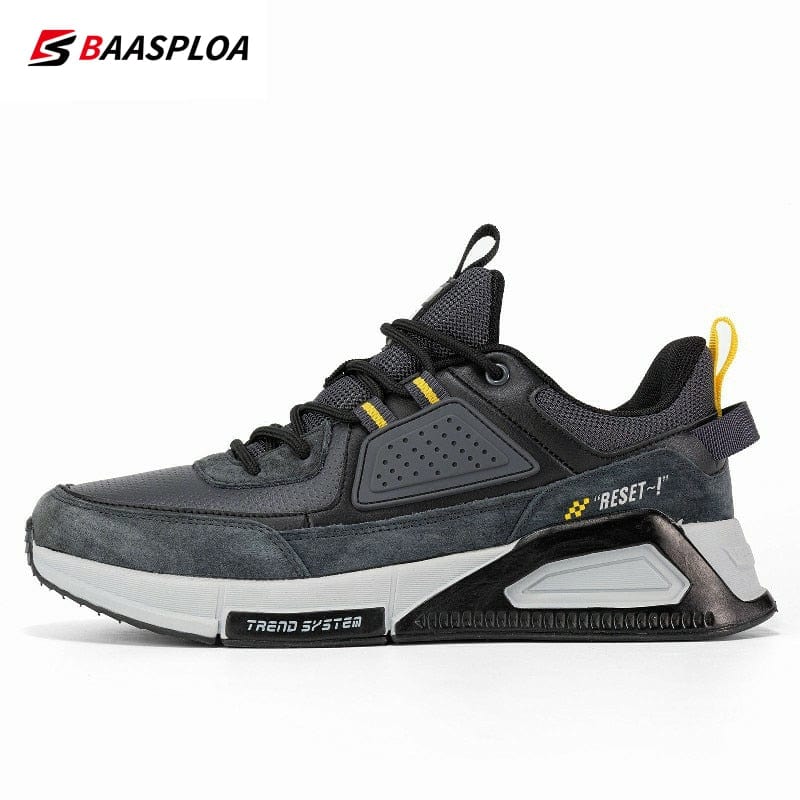 Baasploa Men Casual Waterproof Running Shoes Fashion Leather Skateboard Shoes Non-slip Wear-resistant Male Sport Shoes 2022 New