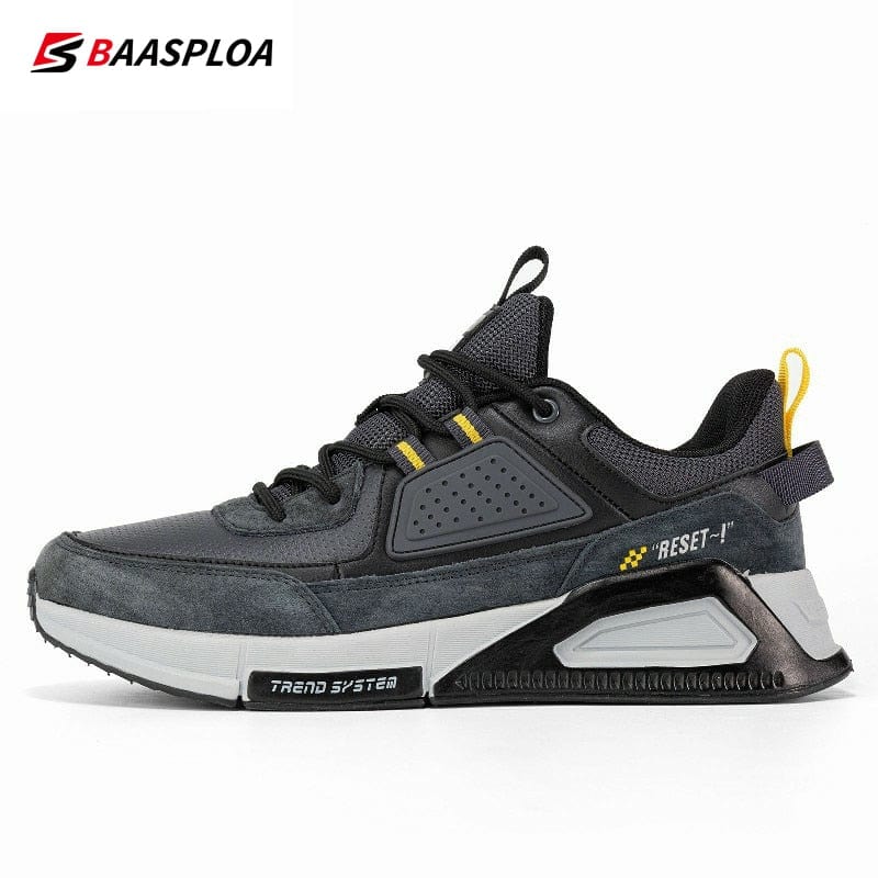 Baasploa Men Casual Waterproof Running Shoes Fashion Leather Skateboard Shoes Non-slip Wear-resistant Male Sport Shoes  New