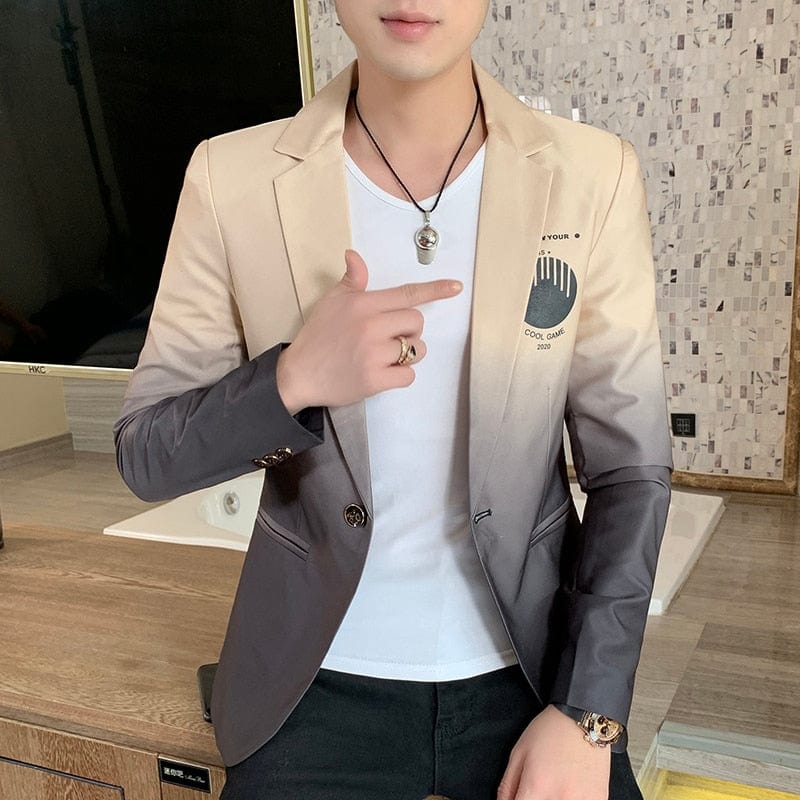 Blazer Fot Men 2022 Spring New Male Gradient Suit Jacket Masculino Korean Style Slim Fit Casual Men Fashion Trend Dress Jacket