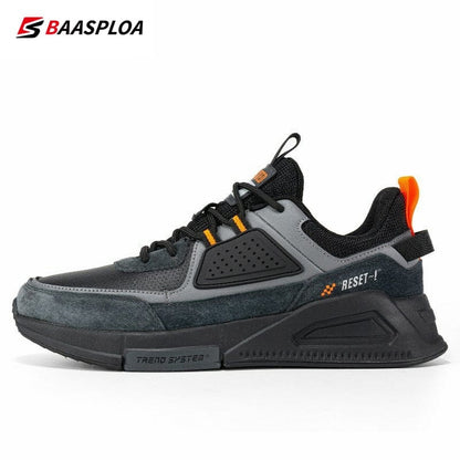 Baasploa Men Casual Waterproof Running Shoes Fashion Leather Skateboard Shoes Non-slip Wear-resistant Male Sport Shoes  New