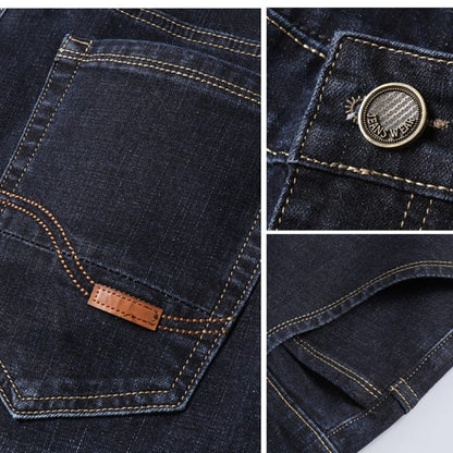 New Men's Fashion Jeans Business Casual Stretch Slim Jeans Classic Trousers Denim Pants Male Black Blue